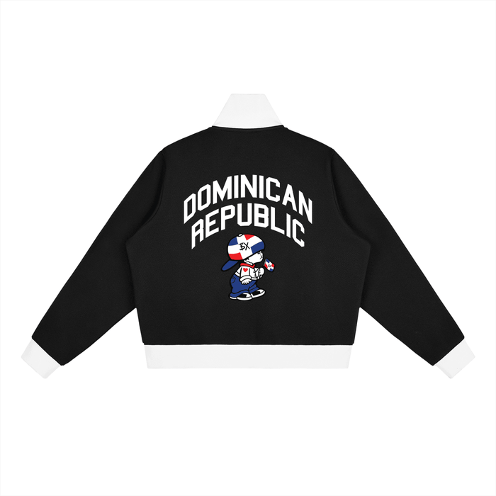 DR Independence Contrast Side Stripe Fleece Cropped Track Jacket