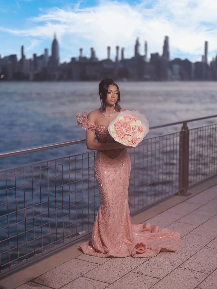 Elegant Dusty Rose Off-The-Shoulder Sweetheart Prom Dresses Mermaid Column Floor Length With Beads N1767