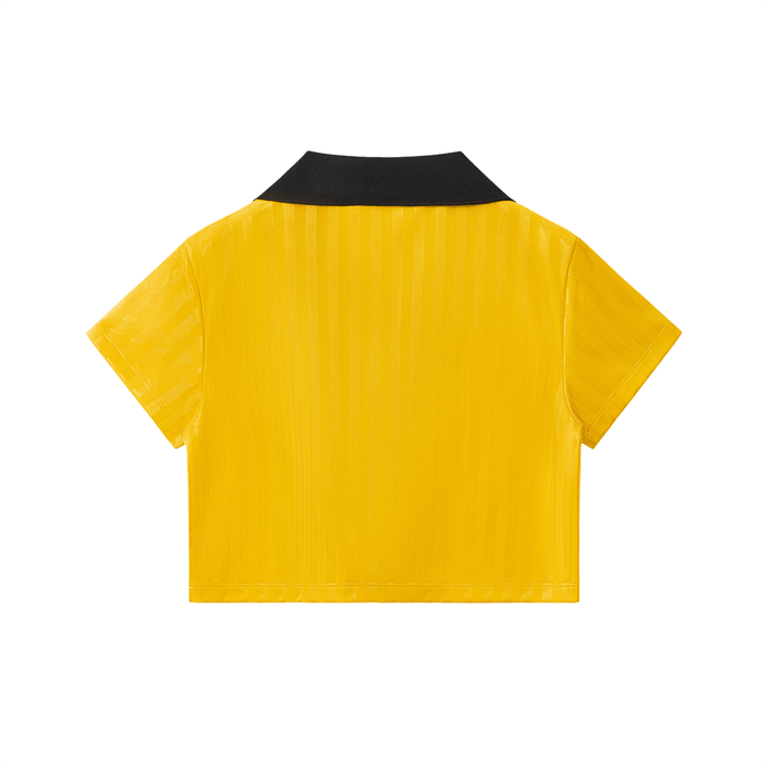 EL BRONX DR Contrast Collar Striped Cropped Jersey