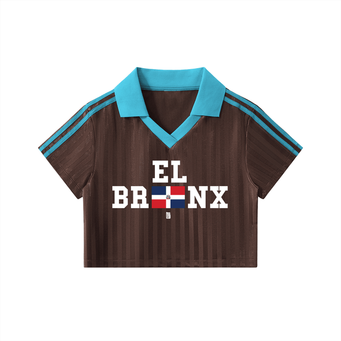 EL BRONX DR Contrast Collar Striped Cropped Jersey