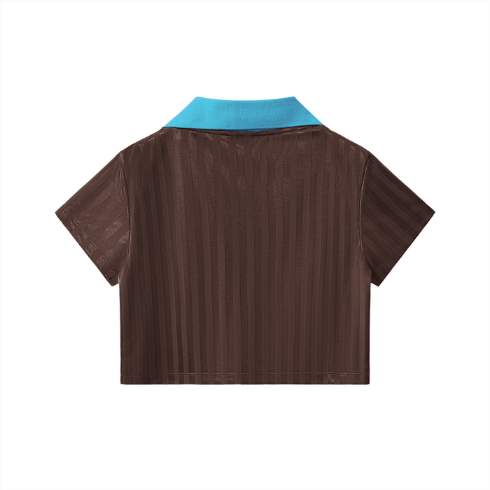 EL BRONX DR Contrast Collar Striped Cropped Jersey