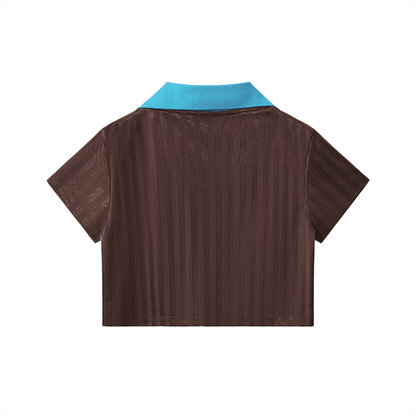 EL BRONX DR Contrast Collar Striped Cropped Jersey