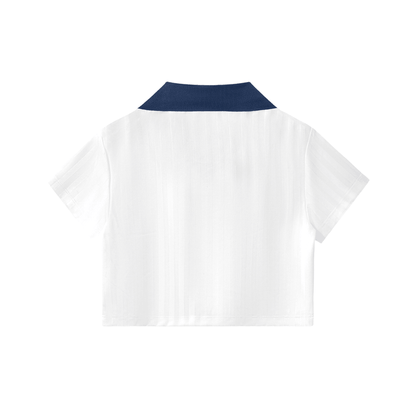 EL BRONX DR Contrast Collar Striped Cropped Jersey