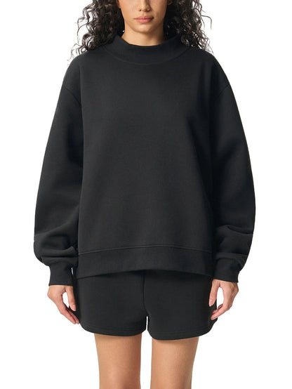 EL BRONX PR Essential Fleece Mock-Neck Crew Sweatshirt