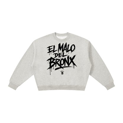 El Malo Del Bronx Boxy Fleece Crewneck Sweatshirt by Bronx Native, Summer 2026 sweatshirts with BX pride and New York streetwear energy