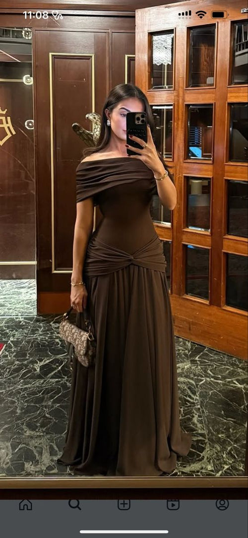 customized Prom Dresses Khaki Birthday Saudi Arabic Evening Gowns Short Sleeves Formal Women Prom Dresses Online AB1867
