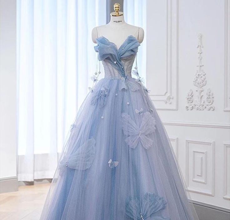 Ball Gowns Prom Dress Women Sweetheart Blue Tulle Long Formal Dance Evening Party Gowns AB1733