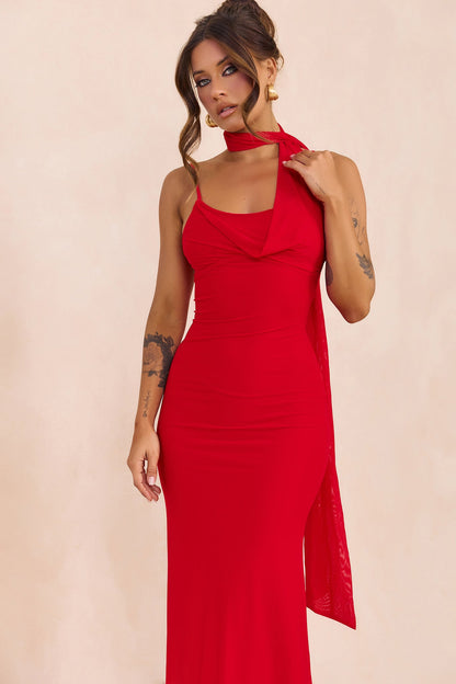 Lunaria Mesh Maxi Dress - Red