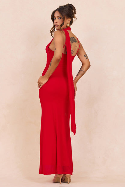 Lunaria Mesh Maxi Dress - Red