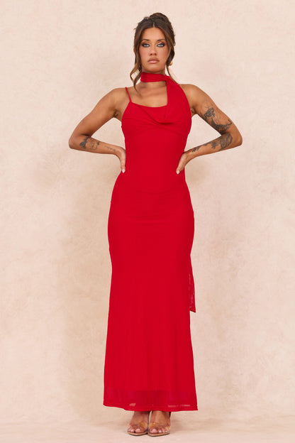 Lunaria Mesh Maxi Dress - Red