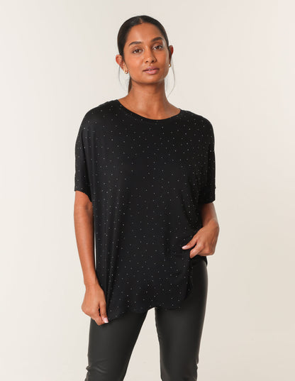 Stud Detail Round Neck T-shirt