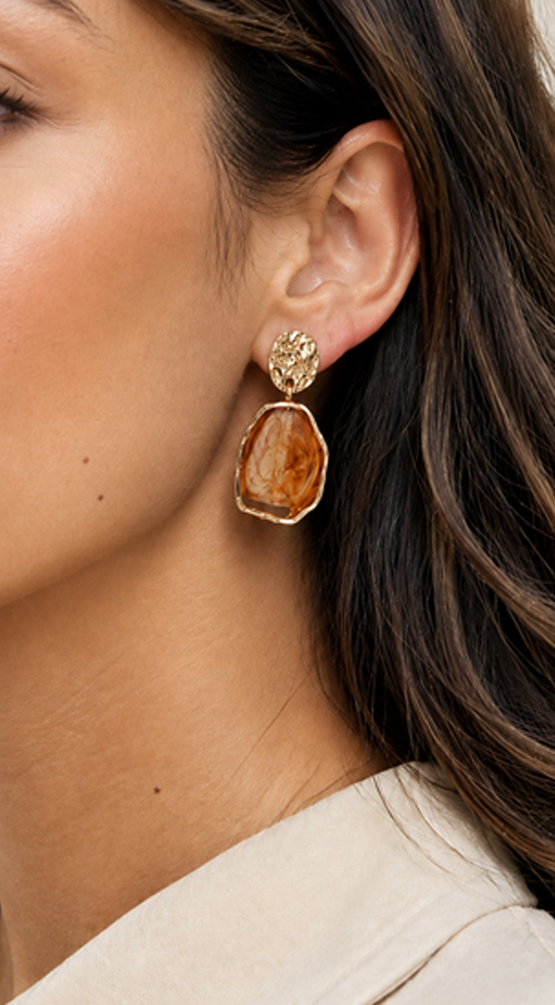 Aurora Marble Stone Drop Earrings - Gold