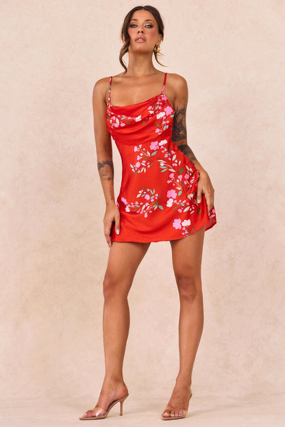 Nights Like This Satin Mini Dress - Red