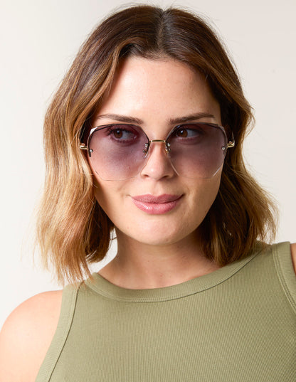Frameless Purple Lens Sunglasses