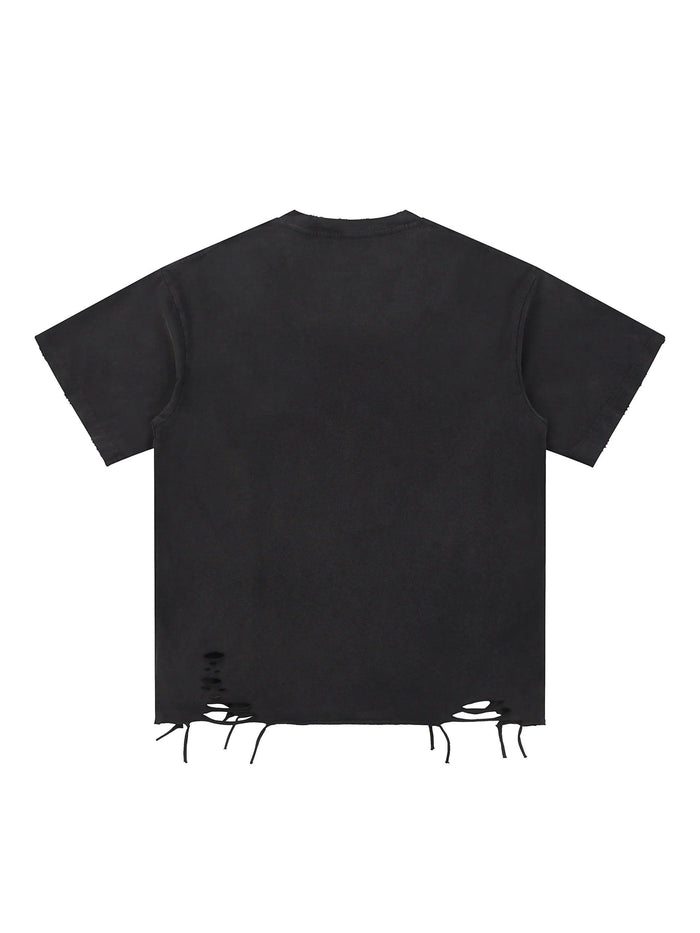 Only The Strong Survive Snow Washed Raw-Hem T-Shirt