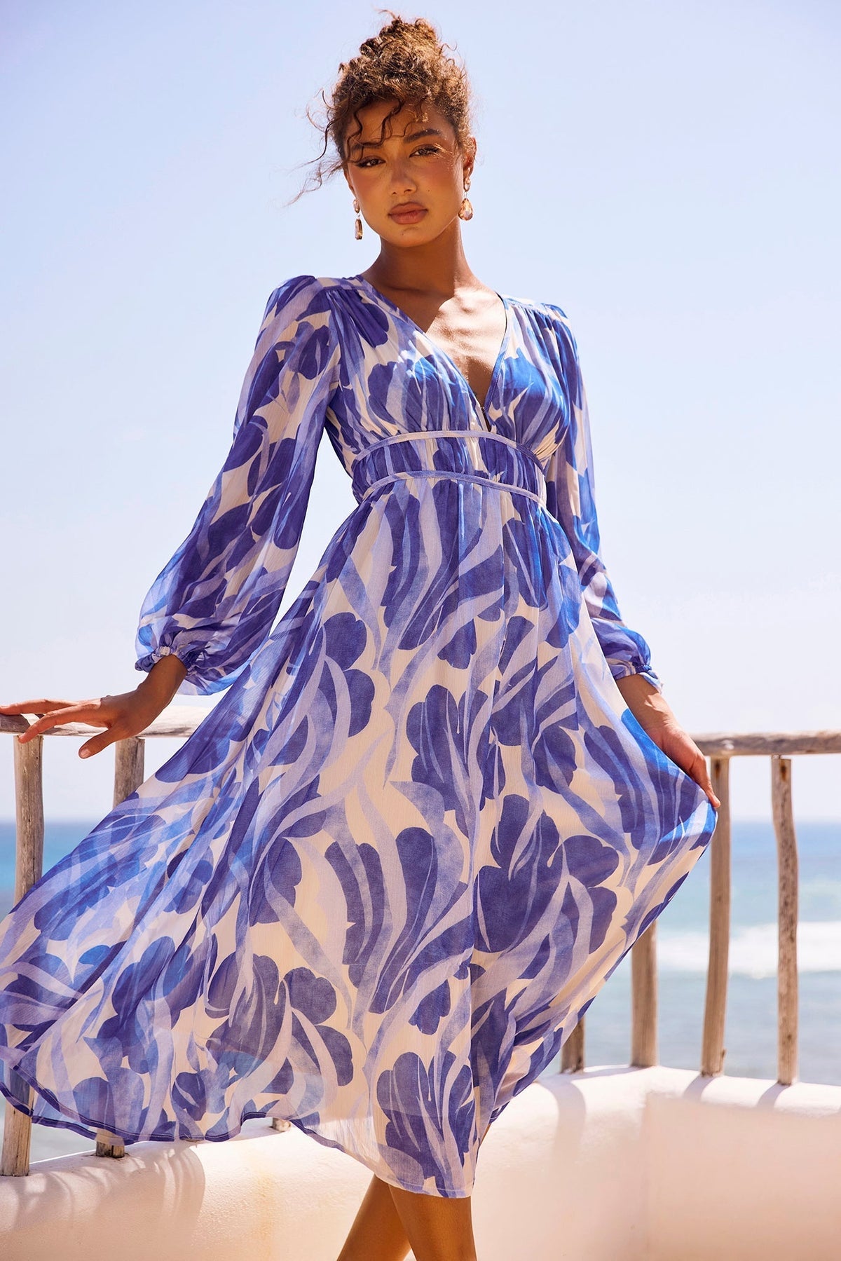 Palm Perfect Midi Dress - Blue Multi