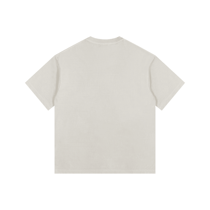 Plain off-white streetwear tee, back view — minimalist NYC-inspired apparel for bold urban style.