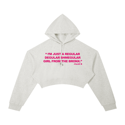 Regular Shmegular Essential Cropped Hoodie by Bronx Native, Summer 2026 hoodies with BX pride and New York streetwear energy