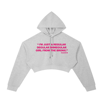 Regular Shmegular Essential Cropped Hoodie by Bronx Native, Summer 2026 hoodies with BX pride and New York streetwear energy