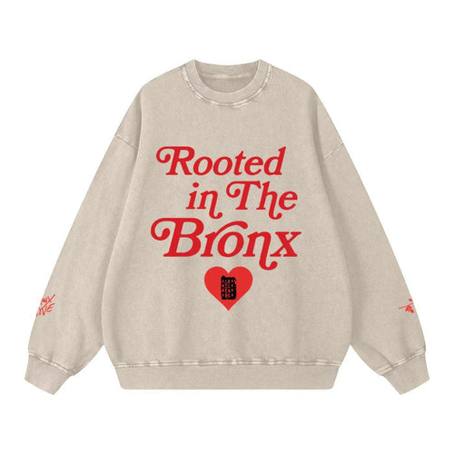 Rooted in the BRNX Snow Washed Oversized Sweatshirt by Bronx Native, Rooted in The Bronx sweatshirts streetwear