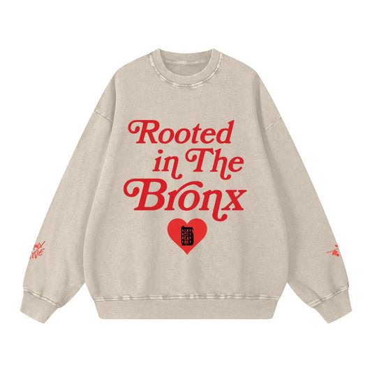 Rooted in the BRNX Snow Washed Oversized Sweatshirt by Bronx Native, Rooted in The Bronx sweatshirts streetwear