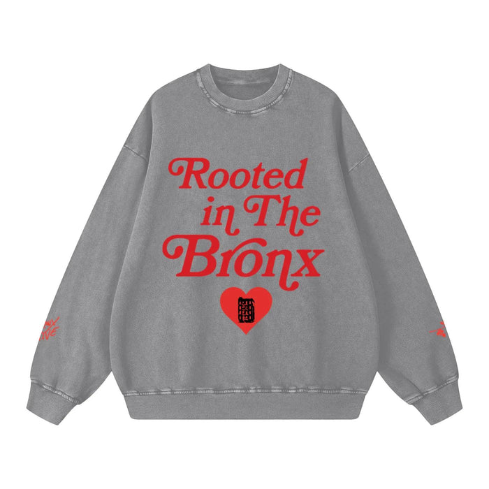 Rooted in the BRNX Snow Washed Oversized Sweatshirt by Bronx Native, Rooted in The Bronx sweatshirts streetwear