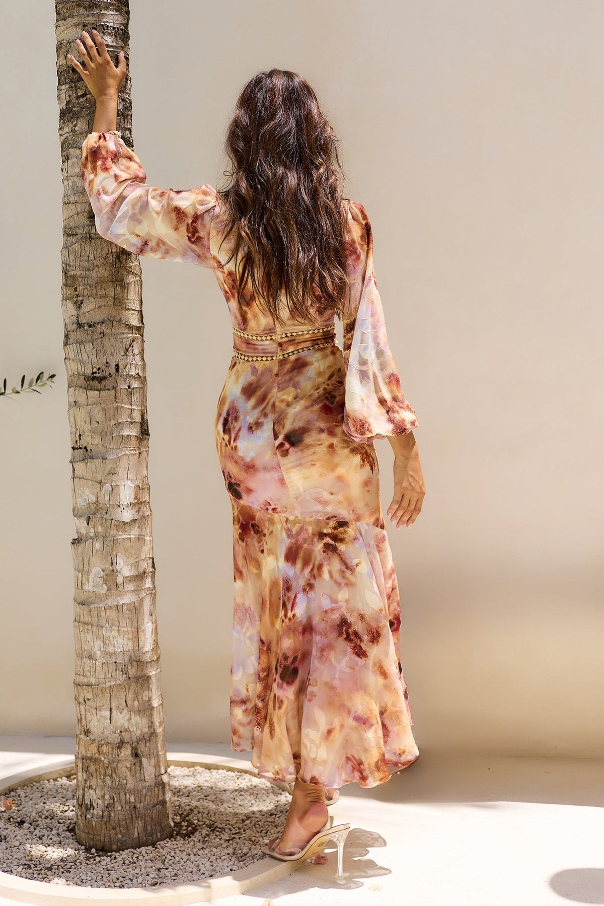 Sahara Dusk Chiffon Maxi Dress - Sunset Multi