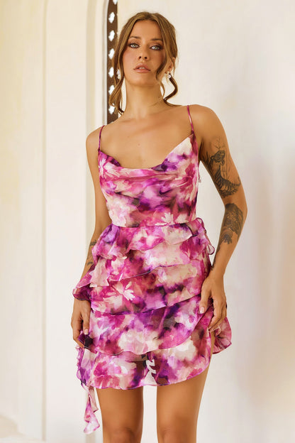 Style Is Attitude Chiffon Mini Dress - Pink Multi