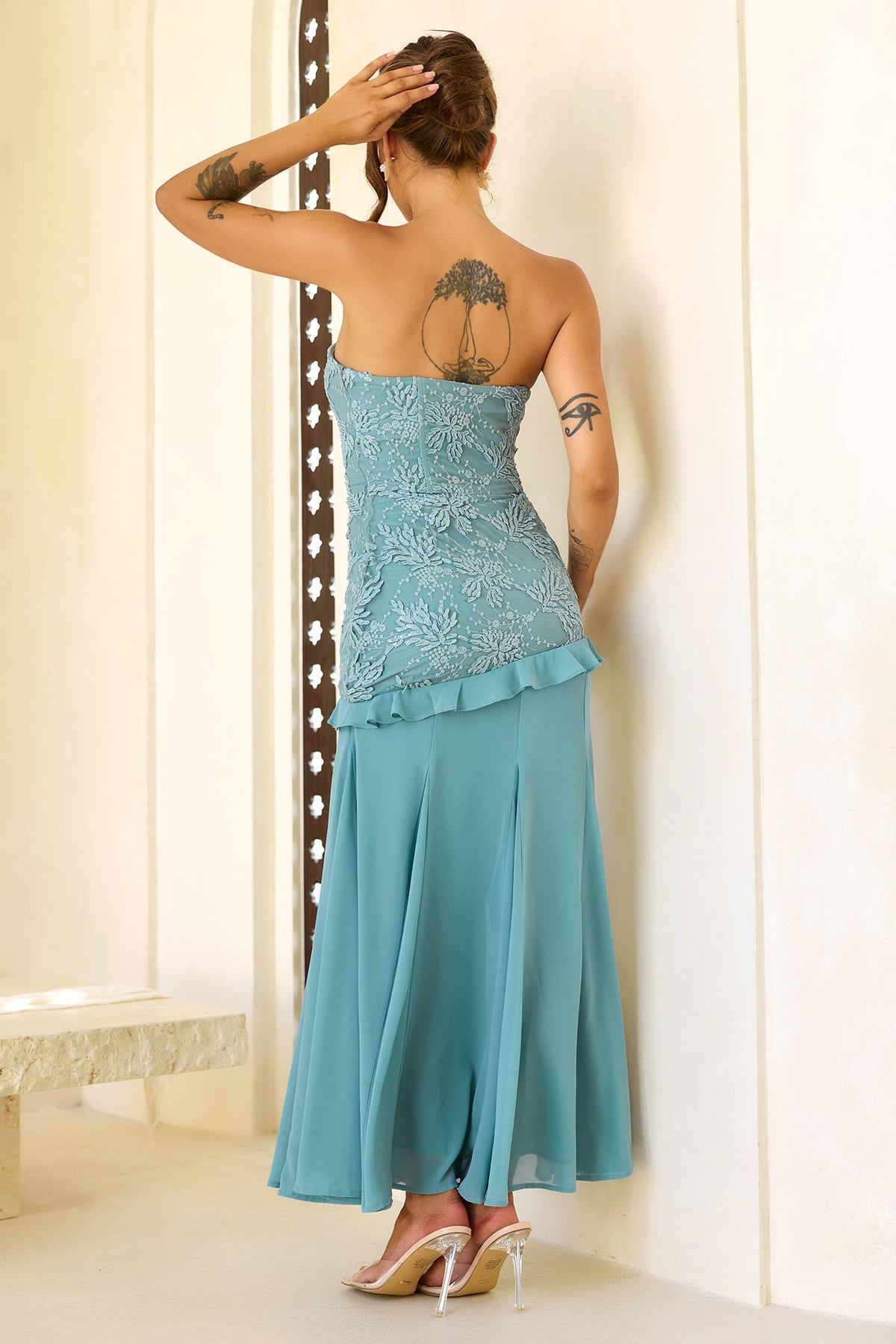 Sugar Reverie Lace Maxi Dress - Sage