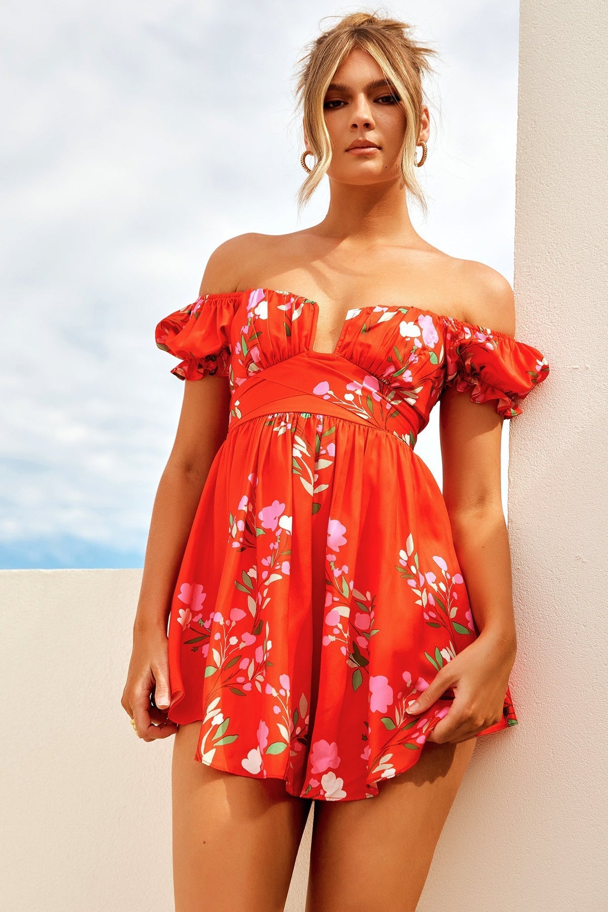 Sun Seaker Mini Dress - Red Print