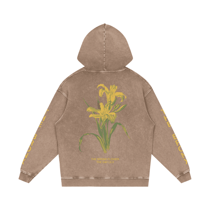 The Bronx Day Lily Snow Washed Loose Cotton Hoodie by Bronx Native for New York summer
