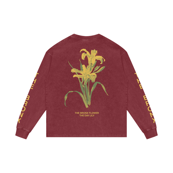 The Bronx Flower Acid Wash Oversize Long Sleeve T-Shirt Alt Colorway by Bronx Native for New York summer