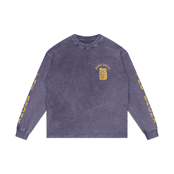The Bronx Flower Acid Wash Oversize Long Sleeve T-Shirt Alt Colorway by Bronx Native for New York summer