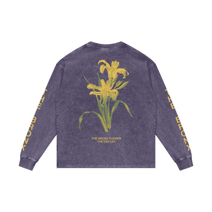 The Bronx Flower Acid Wash Oversize Long Sleeve T-Shirt Alt Colorway by Bronx Native for New York summer