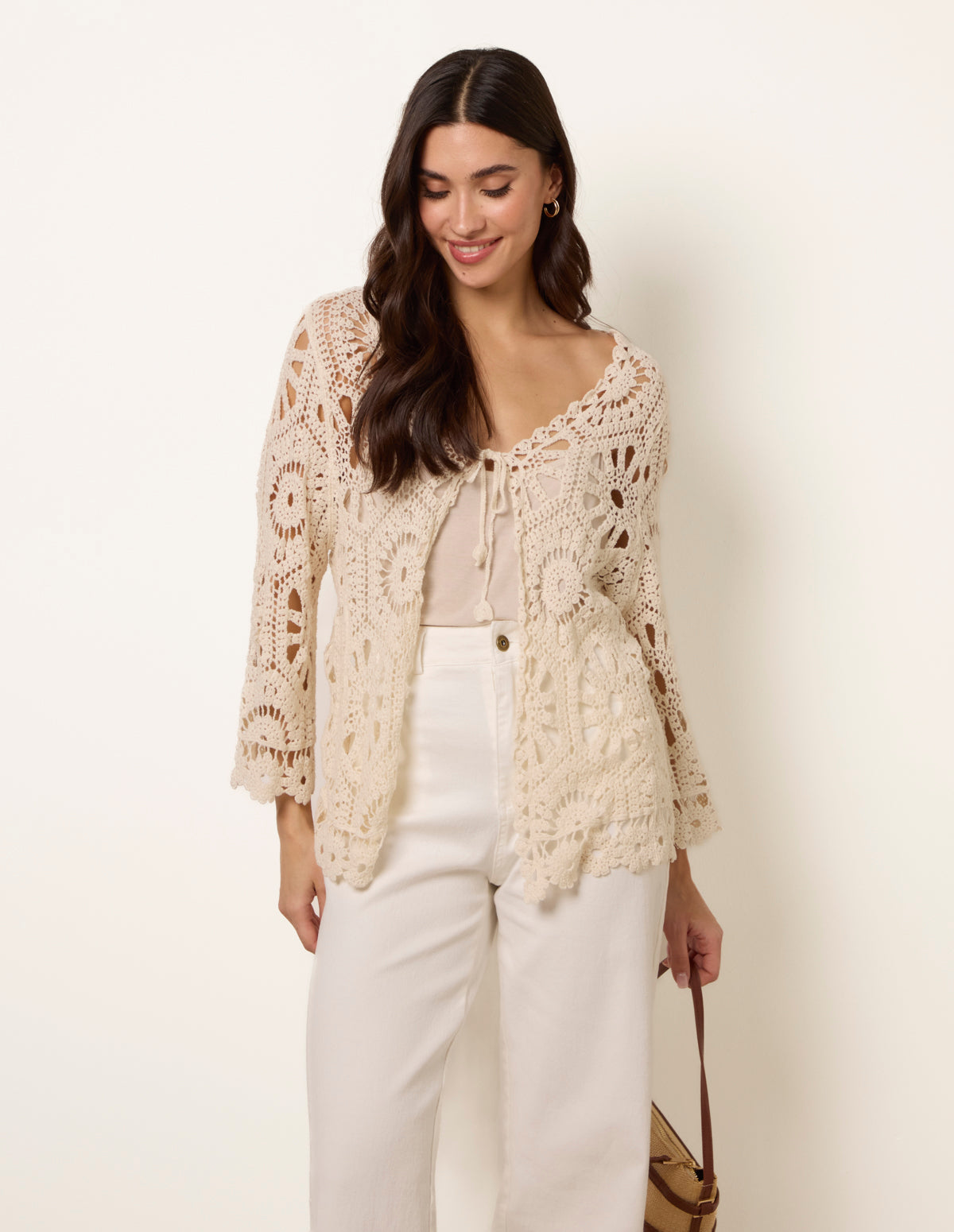 Long-Sleeved Crochet Cardigan