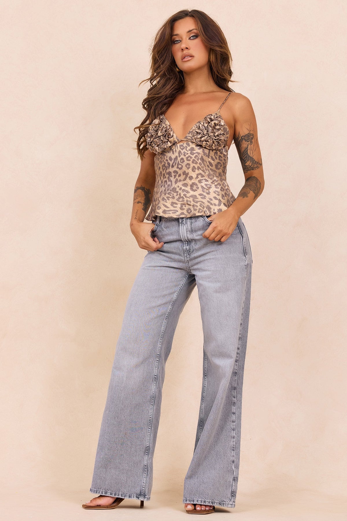 Wild Bloom Satin Top - Leopard